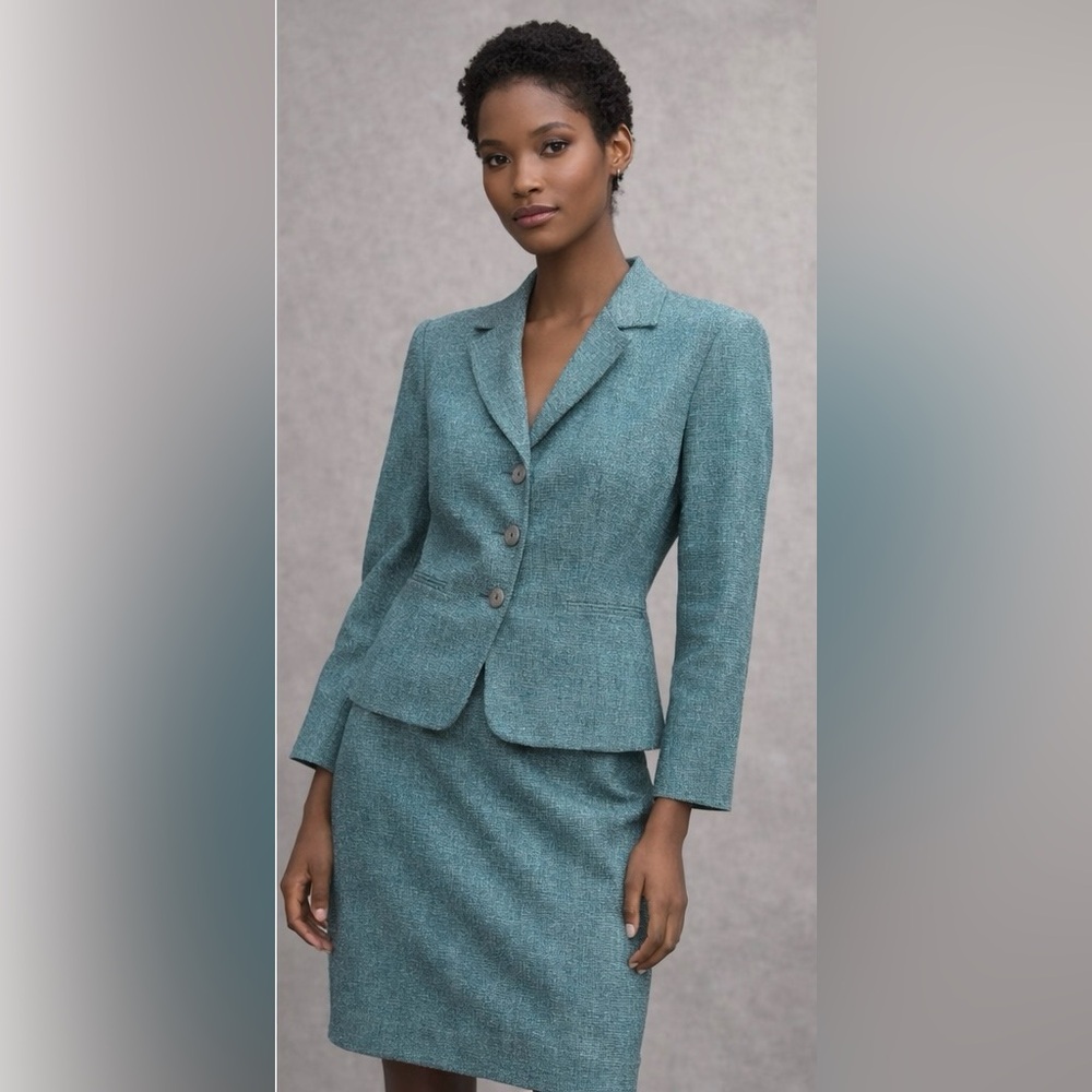 VTG Pendleton Suit Set Blazer Skirt 100% Virgin Wool Tweed Lined Sz 12